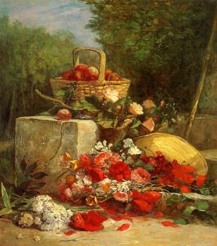 尤金 佈丹 Flowers and Fruit in a Garden